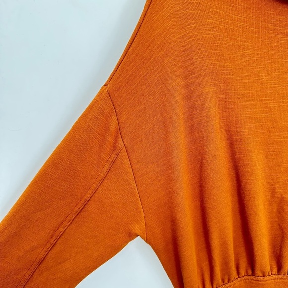 ANTHROPOLOGY DAILY PRACTICE woman Rushed rust soft stretch trendy cozy dress M - Picture 7 of 15